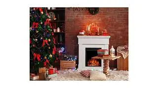 Special Discount on JAMFLY Mantel Electric Fireplace, Wood Surround Firebox Freestanding Elect