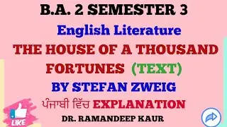 The House of A Thousand Fortunes By Stefan Zweig #text  #explanation in Punjabi #BA2SEM3