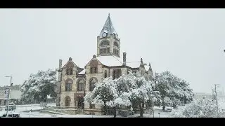 Erath County Courthouse Snow on Jan 10, 2021