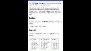 Truncate Tables in 