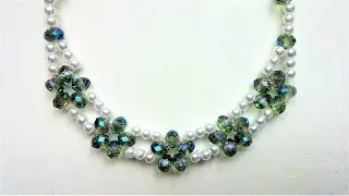 Elegant bridal necklace. Beading tutorial for beginners