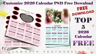 Customize 2026 Calendar PSD Free Download | Editable Calendar Design | Somnath Photography Bangla
