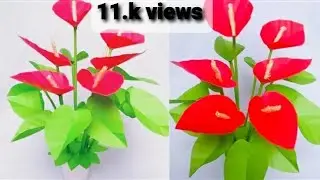 Anthurium Flower Making  with Paper -How To Make Anthurium  Paper Flower-DIY Paper Flower