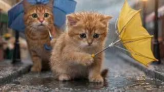 Baby Cat&rsquo;s Umbrella Breaks in the Rain&hellip; Mama Cat Makes Something Beautiful ☔🐱