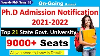 PhD Admission 2021 in 21 State Government University | Government University PhD Admission 2021