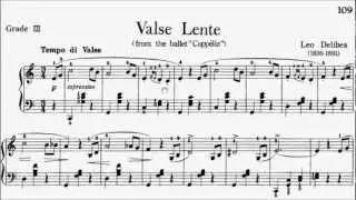 Piano Pieces for Children Grade 3 No.30 Delibes Coppelia Valse Lente (P.109) Sheet Music