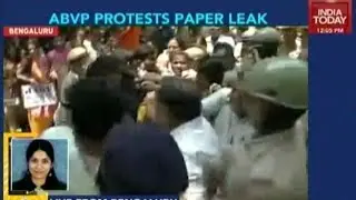 ABVP Activists Protest In Bengaluru Against The Leak Of Class 12th Paper