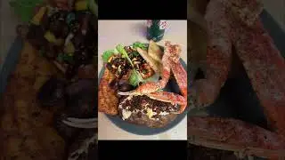Shrimp lettuce wraps baked potato butter garlic Cod fish fillet & snow crab legs