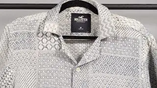 Hollister Short Sleeve Textured Pattern Button Up Shirt (Review + On Figure)