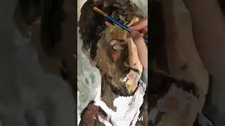 Gouache portrait. In process.Портрет гуашью. Процесс