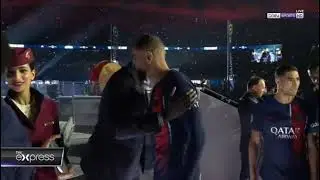 PSG celebrating Ligue 1 trophy 23/24