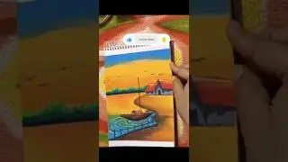 🌅 Beautiful Sunset Scenery Drawing with Oil Pastels #art #drawing #sunset