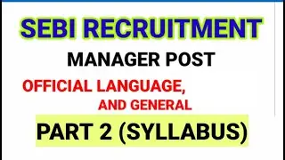 HINDI OFFICER AND OTHER POST RECRUITMENT SEBI -SYLLABUS