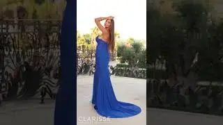 Clarisse 810770 - V-Neck Rosette Lace Prom Gown