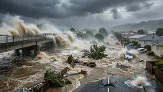 🌊 Chaos in Wellington, New Zealand! Monster Storm Rips Through Lower Hutt &mdash; Roads EXPLODE !