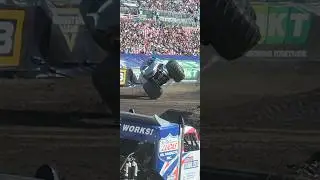 Megalodon Monster Truck takes a tipsy nose dive! @ Monster Jam 😲 2//11/24 Tampa, FL #Viral #Shorts