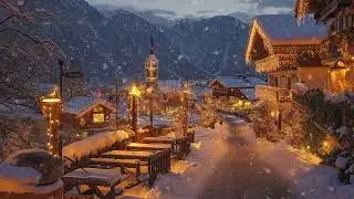 🏠 Cozy Outdoor Cafe | Smooth Jazz Melodies & Snowing Outside (3 Hours) | Calm Sleep Healing Focus