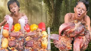 Mrr Cooking KH-Wilderness Cooking   Best Tongue Pig Recipe In Jungle Cook For Dinner primitive