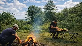 Утреннее приключение: приготовление вкуснейшего омлета и чая на природе 🌿🔥