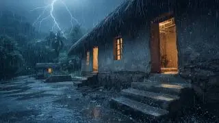 Heavy Rain & Thunderstorm at the Forest Cabin 🌧⚡ | Deep Sleep Night Ambience