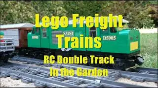 Lego Freight Trains RC double track in the garden