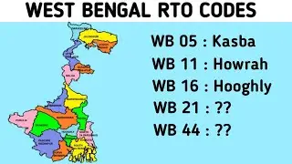 West Bengal RTO Codes for Vehicles Registration || Vehicles Registration number in  West Bengal