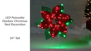 LED Lighted Poinsettia Outdoor Christmas Yard Decoration - 34