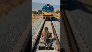 poor monkey and train🤯🤯 #shorts #monkey #trending #ai #public