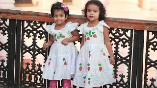 Baby strawberry print dress making idea. easy baby white dress painting idea #khadizascreativehand