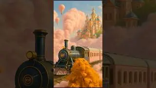 Creative Train with Pink Smoke & Clouds | Magical AI Journey#shorts #youtubeshorts#viral
