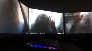 PC Triple Display Setup 5760x1080 Steam Engine Wallpaper