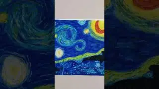 Starry night #art #painting #myhobby #oilpastel #acrylic #VincentVanGogh #moon #shorts