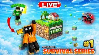 Minecraft One Block Survival Gameplay With My Brother Hard Mode😱 Live Hindi Gameplay #shortslive