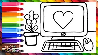 Drawing and Coloring a Rainbow Computer 💻🖱️🌈 Drawings for Kids