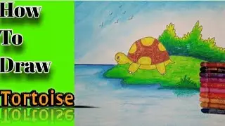 Tortoise scenery Drawing Easy | dream art center | Kachua Drawing Color |  How to Draw Easy Scenery