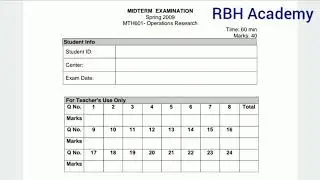 MTH601 Operations Research Long and short questions .