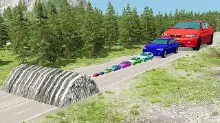 Giant & Small Cars vs Giant Speed Bump &ndash; BeamNG.Drive