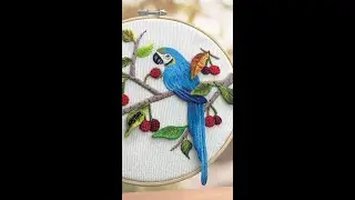 Parrot in The Forest - 3D Embroidery - Hand Embroidery Tutorials #Shorts