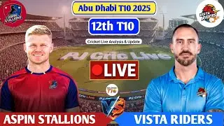 Aspin Stallions Vs Vista Riders 12th T20 Match | Live Cricket Score & Commentary | Abu Dhabi T10