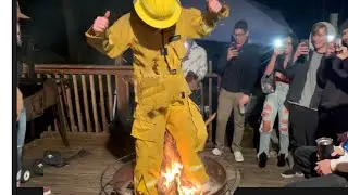 Fireman Jumps in Bonfire!