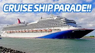 Cruise Ship Parade at Port Canaveral! Disney Treasure, Carnival Freedom & Adventure of the Seas