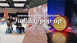 Hawaii&rsquo;s Holiday Indoor Ice Skating Rink Pop-Up | Immersive Light Show in Honolulu &middot; Mini Vlog ❄️⛸️