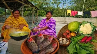 ডালের বড়ি দিয়ে ঝাল নিরামিষ তরকারি | লাউ পাতা দিয়ে কই মাছ ভাপা | গ্রামের রান্না