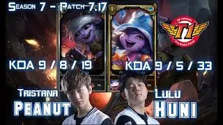 SKT T1 Peanut TRISTANA & Huni LULU Duo Bot Lane - Patch 7.17 KR Ranked