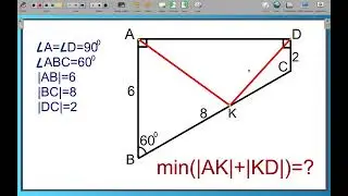 min(|AK|+|KD|) cəmini tapın.Maraqlı məsələ.M.Salam.