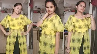 Front open kurthi. #with umbrella hands సింపుల్ cutting &stiching video👗
