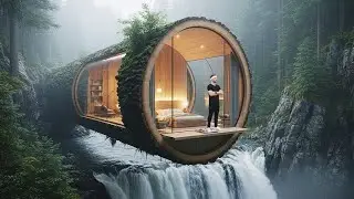 Building a Hidden Luxury Room Inside a Massive Tree Trunk Over a Waterfall | Pure ASMR