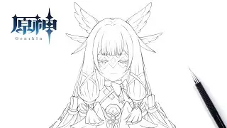 How to draw Columbina | Genshin Impact | drawing tutorial | 如何畫少女 | 哥倫比婭 | 原神 | 月之少女 | 畫畫教學