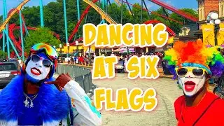 FRESH P CELEBRITY CLOWNS DANCING AT SIX FLAGS!