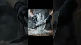 ASMR Ice Sculpture: Buddha's Hand Fruit 🧊🔪 Frosty Satisfaction  #asmr #satisfying #asmrsounds #relax
